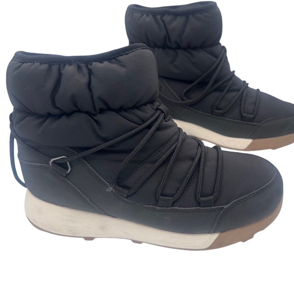 Unbranded Puffer Snow Boots Lace Up Ankle Winter Shoes Womens 9 Black Gum Sole